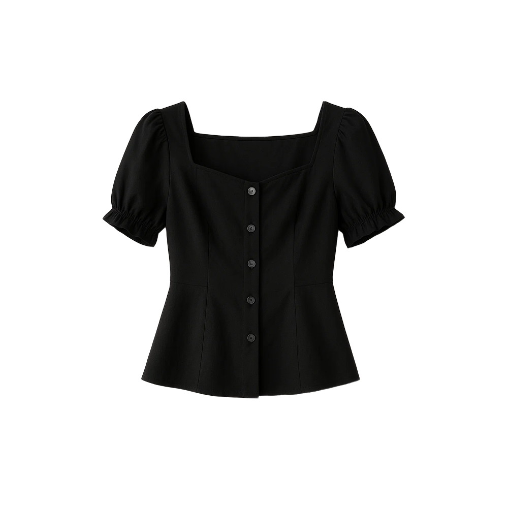 Black Button Blouse