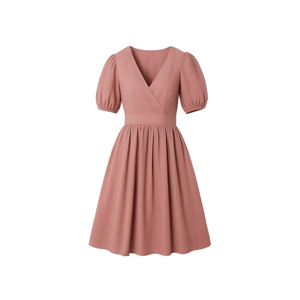 Blush Puff-Sleeve Dress