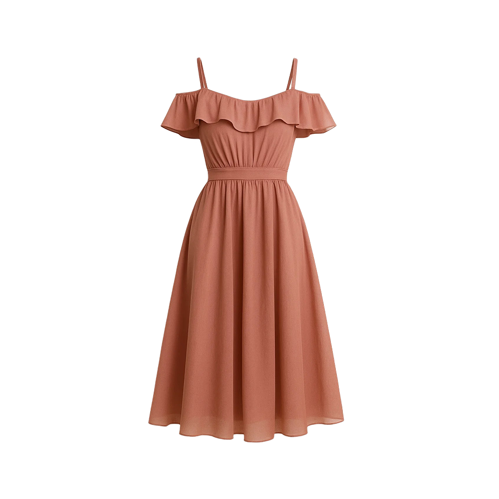 Rust Ruffle Dress